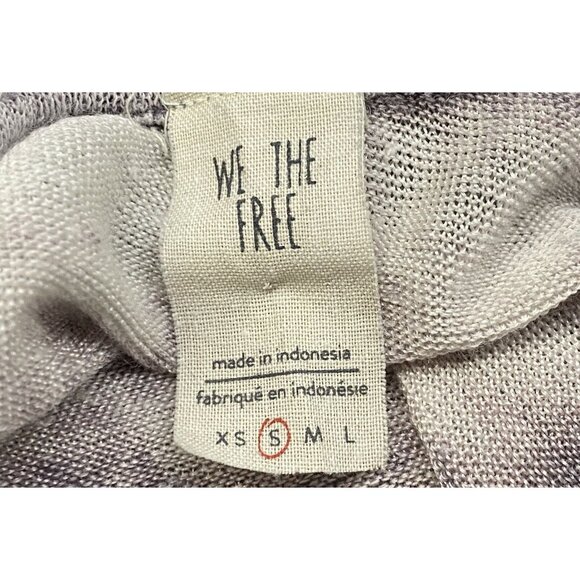 WE THE FREE Long Sleeve Cropped Tee Space Tie Dye Linen Blend Sz S Gray 6-16 - Picture 12 of 13